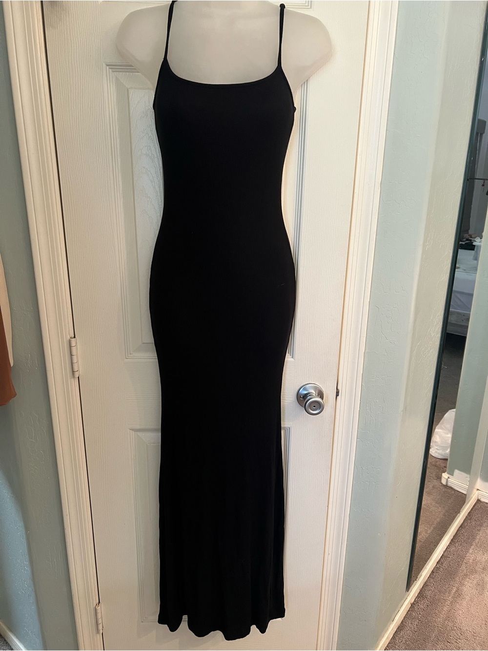 Skims black large ribbed dress
